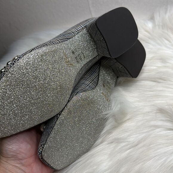 J. Crew Celia Glen Plaid Jeweled Pearl Block Heel Pump 7 - Picture 4 of 6